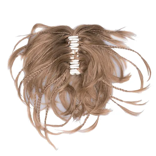 Miniatura 5 de IMISSU Extensiones de cabello hechas a mano con clip de cola de caballo trenzada, extensiones de cabello de cola de caballo (cobre ceniza)
