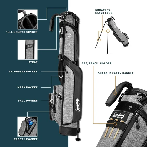 Miniatura 4 de The Original Sunday Golf Loma Bag - Bolsa de golf ligera con correa y soporte, fácil de transportar bolsa de pie para campo de prácticas, par 3