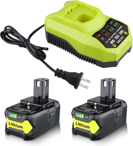 Paquete de 2 baterías de repuesto de 7.0Ah P108 para Ryobi 18V y cargador Combo P117 compatible con baterías Ryobi P100 P102 P103 P104 P105 P106