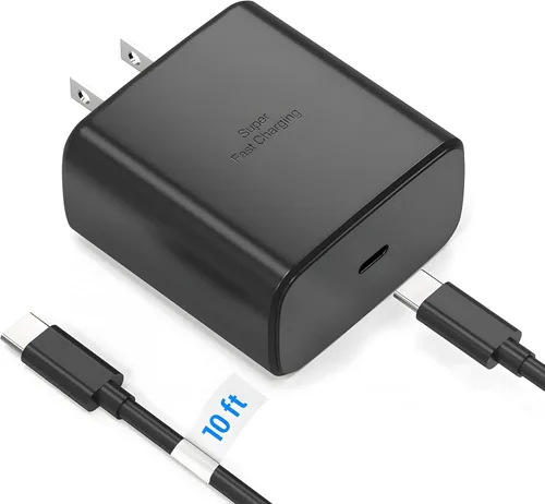 Galaxy S26 S25 45W para cargador Android, bloque USB C de carga súper rápida, PD PPS de carga rápida tipo C, cable de carga rápida de 10 pies