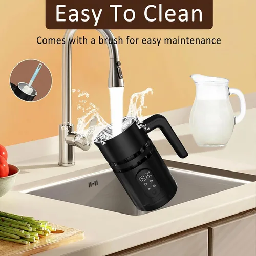 Miniatura 7 de Espumador de leche 4 en 1 para café, vaporizador de leche eléctrico desmontable de 19.6 onzas, máquina automática de espuma fría y caliente