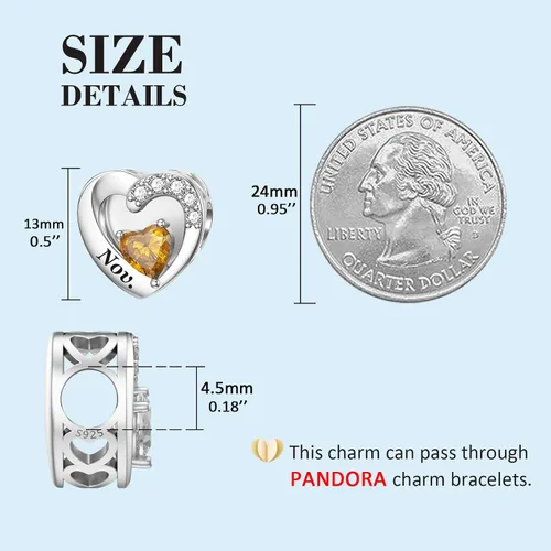 Miniatura 4 de SEVENWELL Birthstone Charms with Birth Month Flower Engraved Fit Charms Pandora Bracelet 925 Sterling Silver Beads Charms Happy Birthday for Women