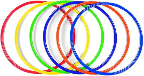 Fun Express Juego de 6 anillos de agilidad para carrera de obstáculos grandes de 20 pulgadas, equipo profesional de PE para educación física de