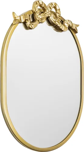 Miniatura 5 de SANY DAYO HOME Espejo ovalado con marco de metal dorado de 16 x 12 pulgadas para colgar en la pared, con lazo decorativo, moderno espejo de cristal