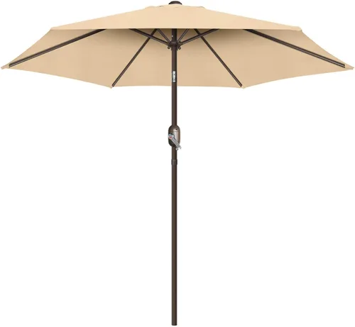 Miniatura 13 de Sombrilla de patio de 7.5 pies/9 pies, sombrilla de piscina con protección UV con poste resistente, sombrilla para exteriores con botón