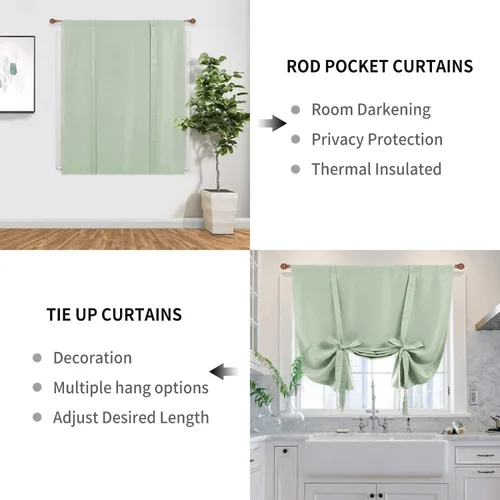 Miniatura 3 de DWCN Cortinas Opacas - Persiana Enrollable con Lazos para Ventana, Aislamiento Térmico, Oscurecimiento de Habitación, Cortinas con Bolsillo