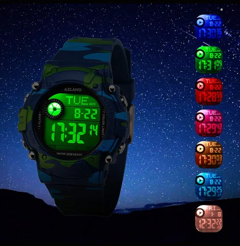 Miniatura 2 de AZLAND Reloj de pulsera para niños y niñas, con 3 múltiples alarmas, Digital