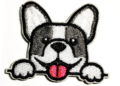 Rareeasy Parche de dibujos animados para cachorros, parches de bulldog francés, apliques bordados para coser, símbolo, ropa, jeans, sombreros,