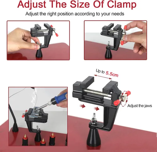 Miniatura 2 de Helping Hands - Estación magnética de tercer ayudante con 4 brazos magnéticos de soldadura, soporte para pistola de soldadura y base estable grande
