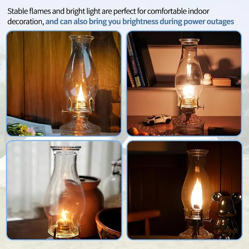 Miniatura 6 de Lámpara de aceite de repuesto para chimenea, pantalla de vidrio transparente de huracán con estilo ondulado, base de 3 pulgadas para lámparas