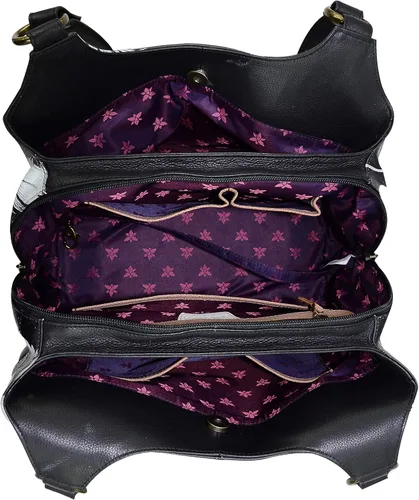 Miniatura 3 de Anuschka Hobo grande con triple compartimento de piel auténtica para mujer - Exterior pintado a mano