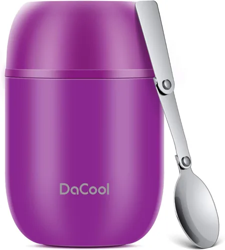 Miniatura 14 de DaCool Paquete de 2 termos de alimentos para alimentos calientes, 16 onzas, frascos de alimentos aislados al vacío para niños y adultos, de acero
