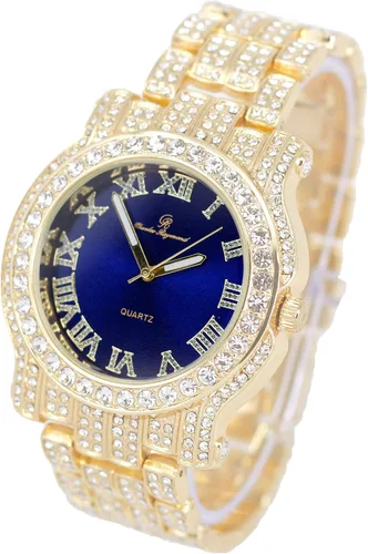 Miniatura 53 de Charles Raymond Bling-ed Out Ultimate Hip Hop Royalty Reloj para hombre con número romano de fácil lectura o indicadores de tiempo de diamantes