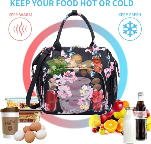 Miniatura 4 de MCBD Lonchera térmica para mujer, bolsa grande de 3 vías de transporte, mochila enfriadora reutilizable a prueba de fugas con correa ajustable