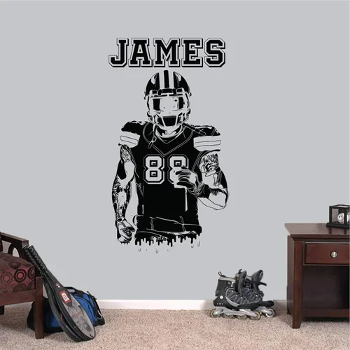 Calcomanía de pared personalizada de fútbol – Números personalizados camisetas de jugador – Elige tu nombre. Calcomanía de vinilo para decoración de