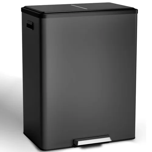 Miniatura 10 de GAOMON Cubo de basura doble de cocina y cubo de reciclaje, 2 x 4 galones, cubo de basura de acero inoxidable, 30 litros, contenedor
