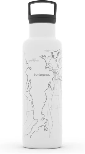 Miniatura 170 de Well Told Botella de agua aislada con mapa de Washington DC grabado, botella de acero inoxidable grabada (21 onzas, blanco) botella aislada de mapa