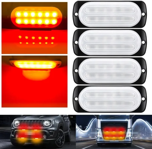 Miniatura 8 de Luces LED estroboscópicas de advertencia, 4 luces LED amarillas ámbar, 6 luces estroboscópicas LED intermitentes de emergencia, advertencia