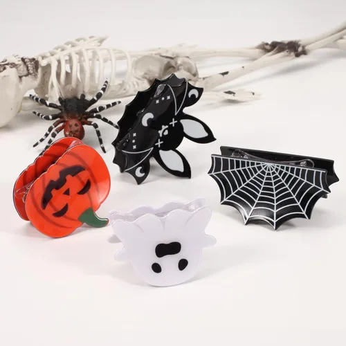Miniatura 9 de Pinzas para el cabello de Halloween para mujeres y niñas, lindos murciélagos de telaraña, pinzas para el cabello, agarre fuerte, antideslizante
