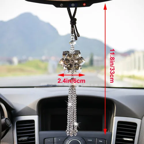 Miniatura 5 de H&D HYALINE & DORA Colgante de cristal de hoja de arce de 11.8 pulgadas para espejo retrovisor colgante de la suerte, accesorios de decoración