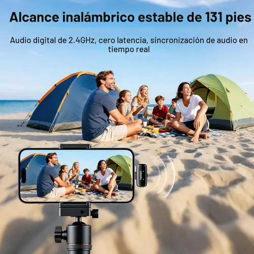 Miniatura 8 de Mini micrófono inalámbrico Lavalier para iPhone, iPad, Android, reducción de ruido y silencio, funda de carga de 33 horas, cambiador de voz AI
