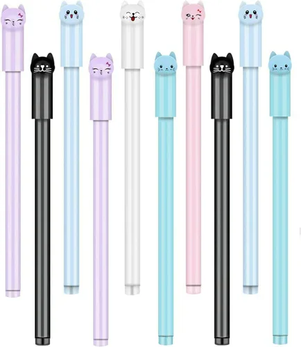 Bolígrafos lindos de dibujos animados de animales Kawaii Pen lindo bolígrafo de gato de 0.020 in bolígrafos de tinta negra bolígrafos para la 10