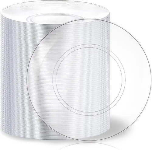Miniatura 26 de Hioasis 100 piezas Platos de plástico blancos - Platos de cena desechables blancos de 10.25 pulgadas, Platos de cena de plástico, elegantes