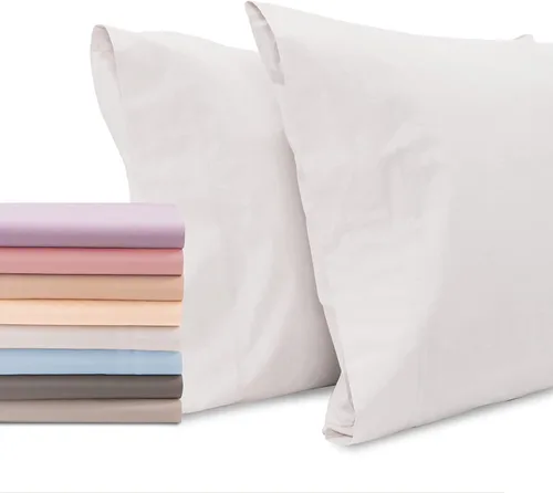 Miniatura 14 de Superity Linen Fundas de almohada de tamaño estándar, cerramiento abierto, paquete de 2, 100% algodón suave y cómodo, color azul