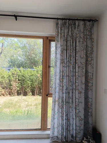 Miniatura 2 de Cortinas de lino de 45 pulgadas de largo para sala de estar, juego de 1 panel, cortinas de ventana de campo neutras semiopacas florales