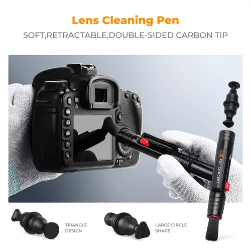 Miniatura 6 de K&F Concept Kit profesional de limpieza de cámara: limpiador de sensores, hisopos APS-C y de fotograma completo, soplador de aire, cepillo