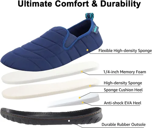 Miniatura 4 de Pantuflas para hombre de espuma viscoelástica para exteriores, zapatos de casa para interiores