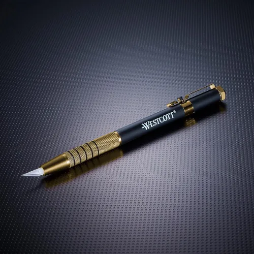 Miniatura 7 de Westcott 17314 Cuchillo retráctil estilo bolígrafo CarboTitanium Bonded, color dorado