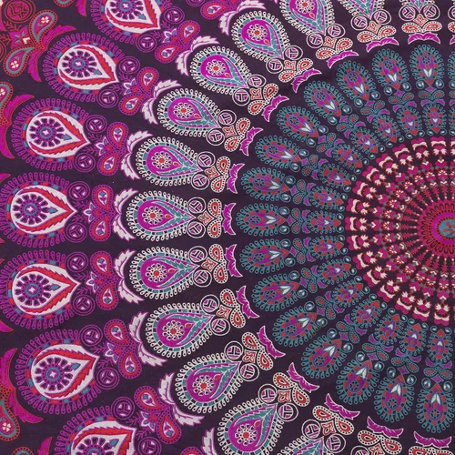 Miniatura 7 de Popular Handicrafts Juego de 2 tapices redondos para colgar en la pared, diseño de mandala hippie degradado, bohemio, hippy intrincado, mantel Morado