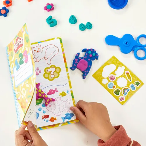 Miniatura 5 de Play Doh - Juego de aprendizaje creativo que incluye mantel, calcomanías, 5 cortadores de animales, 10 sellos, 3 herramientas y 5 latas de masa