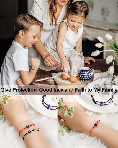 Miniatura 2 de Pulsera de 7 nudos contra el mal de ojo para mujeres, hombres y bebés, cuerda roja negra rosa, protección contra el mal de ojo, buena suerte, regalo