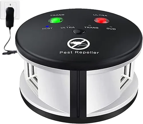 Repelente ultrasónico de ratón de 360°, repelente de roedores para interiores, repelente de ardillas con ultrasonidos de alto impacto y ondas de