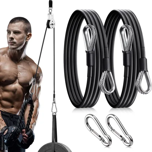 Miniatura 7 de TOBWOLF Gym Cable Extension, Fitness Extension Rope Attachment Compatible with Home Gym Accessories Thick 0.2", Replacement Gym Cable Machine