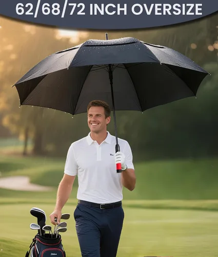 Miniatura 2 de SIEPASA Paraguas de golf grande de 62/68/72 pulgadas, paraguas de golf de apertura automática, extra grande, doble toldo ventilado, resistente al