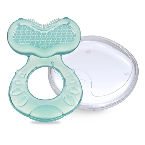 Miniatura 5 de Nuby Mordedor de silicona Teethe-EEZ con cerdas, incluye estuche higiénico, Aqua (Paquete de 1)