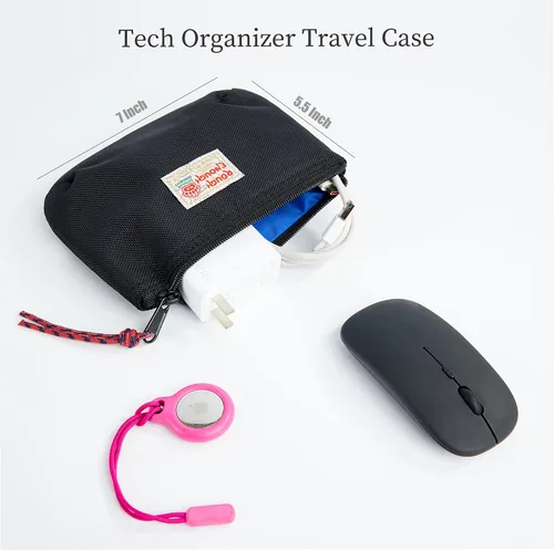 Miniatura 4 de Rough Enough - Bolsa pequeña de almacenamiento tecnológico organizador de cables de viaje para electrónica, cables, cargadores, disco duro, bolsa