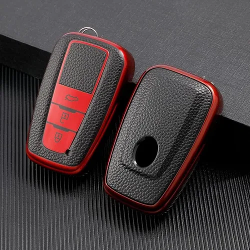 Miniatura 12 de DOUKI Funda de cuero TPU para llave de coche, para Toyota Camry Corolla Prius CHR C-HR RAV4 Hybryd Altis Land Cruiser Prado Sedan 2019 Verde F