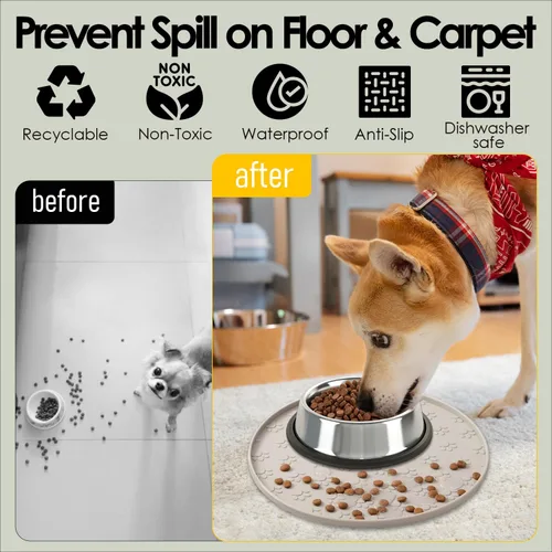 Miniatura 2 de Tapetes de alimentación de mascotas, para alimentos y agua, manteles individuales antideslizantes impermeables para perro y gato, 1 paquete
