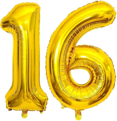 Miniatura 5 de Globo negro de 40 pulgadas con el número 16, 61 de gran tamaño, de papel de aluminio de Mylar gigante, globos negros de helio para fiesta