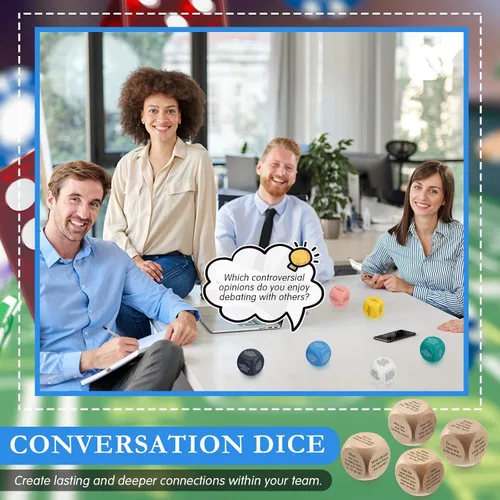 Miniatura 4 de Hanaive 12 piezas de dados de conversación para romper el hielo, juegos de equipo para romper el hielo, juego de dados para adultos, trabajo