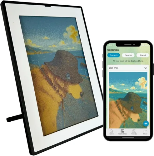 SMARTWIZ+ art - Marco artístico de tinta electrónica diseñado en Japón, pantalla Spectra6 a todo color de 7.3 pulgadas, Wi-Fi, controlado por