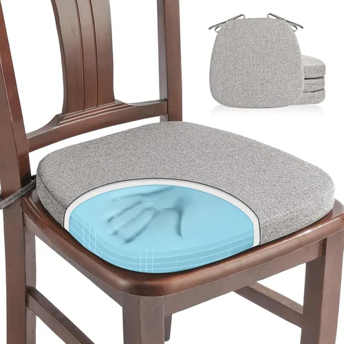 Miniatura 39 de SINOSSO Paquete de 4 cojines de espuma viscoelástica para sillas de comedor, tela tejida amigable de 16 pulgadas en forma de U, cómodas almohadillas