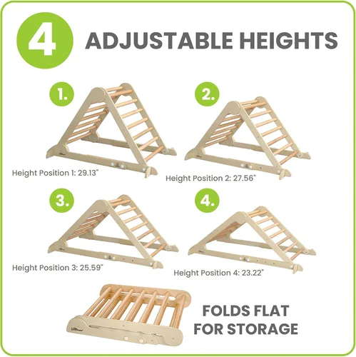 Miniatura 3 de Little Partners Learn 'N Climb Triángulo de escalada de madera plegable, gimnasio de escalada de madera para niños pequeños, escalador triangular