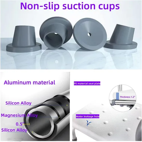 Miniatura 2 de Silla de ducha giratoria de 360° para ducha interior, asientos de ducha para personas mayores con brazos y espalda, banco de transferencia de bañera