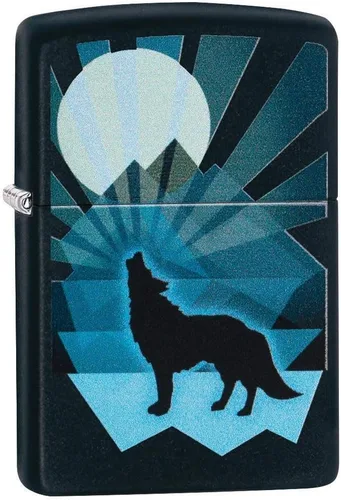Miniatura 13 de Encendedores Zippo Lobo Emblema de lobo y cráneo cromado cepillado
