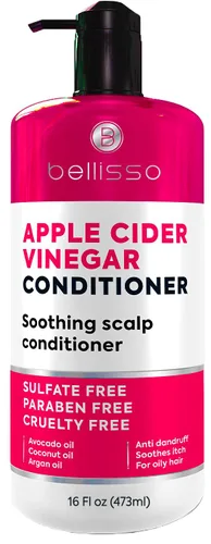 Acondicionador de vinagre de sidra de manzana, sin sulfato ni parabenos ni silicona, para cabello seco, dañado y graso, producto anticaspa para la